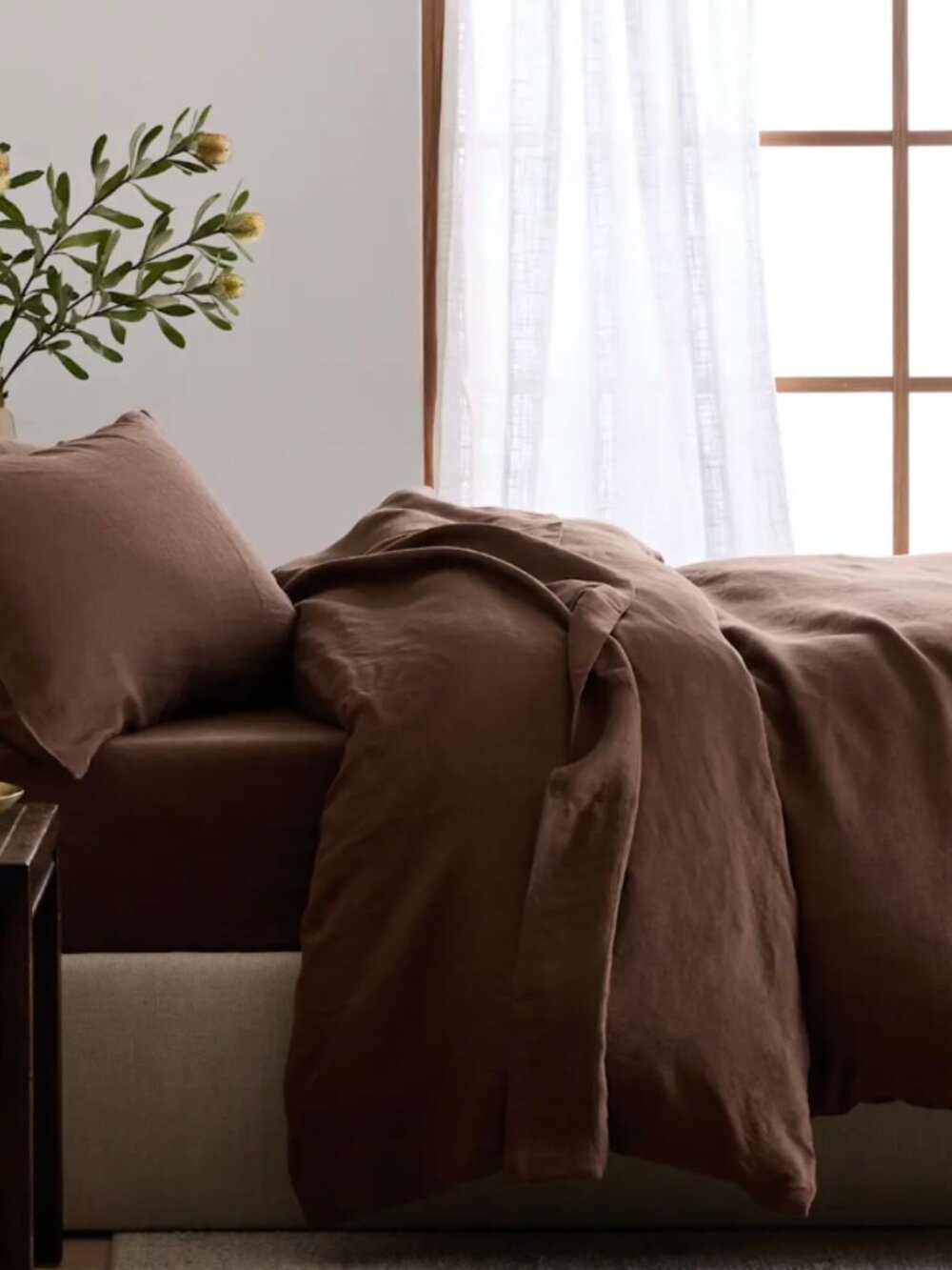 Quince European Linen Duvet Cover Set Espresso Queen with Shams